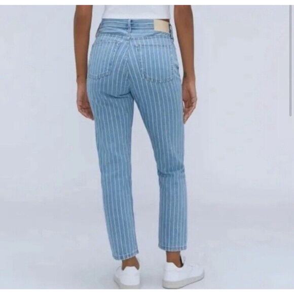 Everlane The 90s Cheeky Straight Jeans Pinstripe Size 25 Ankle Button Fly - Picture 8 of 8